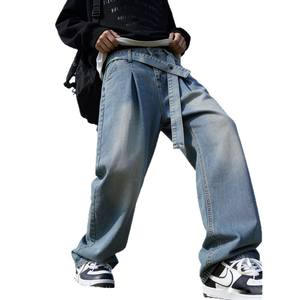 Jean ample et droit respirant pour homme, coupe décontractée, jambe large, en denim épais, collection Printemps 2026, style streetwear pour adolescent, vente en gros - Product Image 1