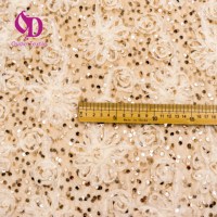 100% Polyester femmes Camisoles robe élégante brodée fleurs-paillettes velours tissu pour filles Champagne 5mm paillettes