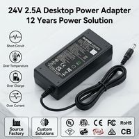 Adaptateur universel AC/DC 60W 24V 2.5A pour ordinateur portable, moniteur, LED, CCTV, imprimante, alimentation de bureau de haute qualité