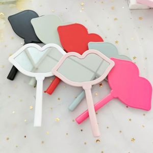 Make Your Own logo Lip Shape Hand <b>Mirror</b> Black Pink Makeup <b>Mirrors</b> for Women's Daily Makeup - Product Image 4