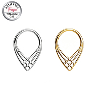Anneau de piercing pour le nez en titane G23 ASTM F136 poli miroir en forme de goutte d'eau, clicker pour septum, hypoallergénique, anneau pour l'oreille Daith, bijoux de corps