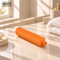Bouteille de savon liquide mince de 400 ml avec bouchon blanc, bouteilles en plastique PE mat orange, emballage personnalisé pour soins personnels, sérigraphie, MOQ 10000