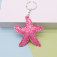 Porte-clés en cuir PU Coquillage Étoile de mer, Pendentif Animal Marin Coloré, Breloque de Sac Tendance pour Souvenir, Cadeau, Décoration de Sac à Main