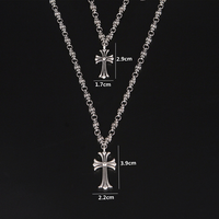 Collier Vintage Antique pour Homme, Chaîne de Clavicule Gothique Punk avec Pendentif Flamme, Croix et Cœur de Christ