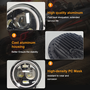 Phares LED H4 de 40W pour Voiture, Moto, Vaz Niva, UAZ, <span class=keywords><strong>Wrangler</strong></span>, Land Rover avec Clignotant et Feu de Route Rond LED 7 Pouces Halo - Product Image 6