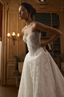 NYA0043 Gaun Pengantin A-line Renda Gading Kustom dengan Lengan Lepas Pasang, Gaun Pengantin Elegan Vestido De Novia