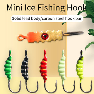 Señuelo de pesca en hielo con cabeza de jig mini, tipo pupa de gusano de seda, biónico, de cebo blando, para pesca transfronteriza en agua dulce, lagos, estanques y exteriores - Product Image 4