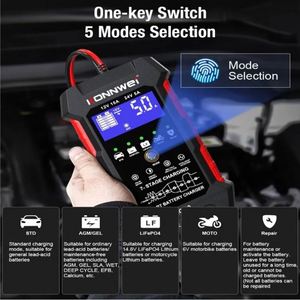 Cargador de Batería Inteligente de 7 Etapas con Enchufe Europeo, 12V/10A 24V/5A, Carga Rápida para Baterías de Coche, Lifepo4, Gel, <span class=keywords><strong>AGM</strong></span>, Plomo-Ácido, Motocicleta y Camión - Product Image 5