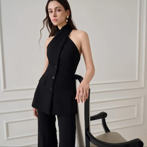 Cao Thời Trang Womens Phù Hợp Với Sang Trọng Nelly Rộng Quần Quần Của Phụ Nữ Quần Cao Eo Rayon Spandex Dệt Vải Của Phụ Nữ Phù Hợp Với Bộ - Product Image 1