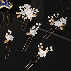 Mode fleurs métal feuilles perle cristal épingle à cheveux accessoires de cheveux de mariage bijoux de mariée coiffure (5 pièces) - Product Image 3