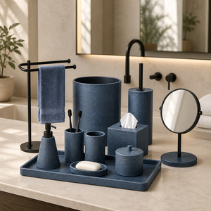 Ensemble d'accessoires de salle de bain XYR-6055 en résine, motif <span class=keywords><strong>labyrinthe</strong></span> géométrique, huit pièces, écologique, facile à nettoyer - Product Image 3