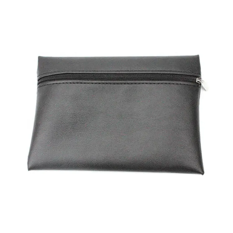 Bolsa de maquillaje con cremallera negra para chicas, organizador de viaje, Simple, para brochas de maquillaje