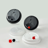 Couvercle jetable en PP de 90 mm pour gobelet, anti-fuite, moulé par injection, pour gobelet à thé au lait avec couvercle en forme de cœur rouge, pour boissons chaudes et froides à emporter