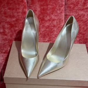 Chaussures de luxe pour femmes, sandales à talons aiguilles en cuir verni argenté à bout pointu, chaussures de créateur, chaussures de mode pour l'extérieur et les soirées - Product Image 3