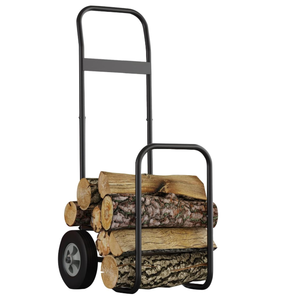 Chariot à bois de chauffage avec roues de 10 pouces, chariot à bois en métal robuste pour foyer et brasero intérieur/extérieur - Product Image 1