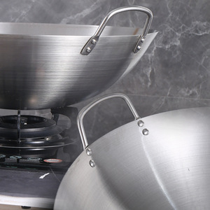 Wok de Acero Inoxidable 201 con Doble Asa en Varios Tamaños al por Mayor, Ideal para Restaurantes y Uso Doméstico - Product Image 5