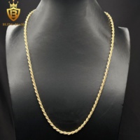 Collier chaîne corde Franco pour homme en argent 925 plaqué or 14K 18K, bijoux hip-hop 3,3 mm, vente en gros