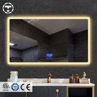 Customized Size Square Modern Sensor Touch Switch Aluminum Alloy Bath Mirrors Three Color Lights IP66 Rated Wall Led Salon Hotel