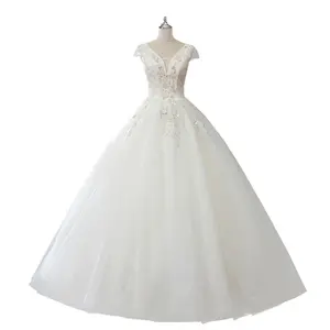 ZX-40 cheap plus size off shoulder wedding dress lace pearls Long bride dress for women celebrity bridal ball gown