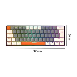 T60 Keyboard Mekanis Gaming 62 Tombol Campuran Lampu Latar Warna Keyboard Gaming Kabel Tipe-c 60% Keyboard Ergonomis untuk PC Gamer