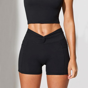 Short de bain taille haute moulant pour femme, respirant, séchage rapide, Spandex/Nylon 210g, poids moyen, taille élastique, poches sportives - Product Image 3