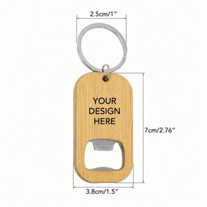 Custom Logo Eco Friendly Bamboo Bottle Opener Keychain Portable Metal Key <b>Ring</b> for Bar and Restaurant Giveaways - Product Image 6