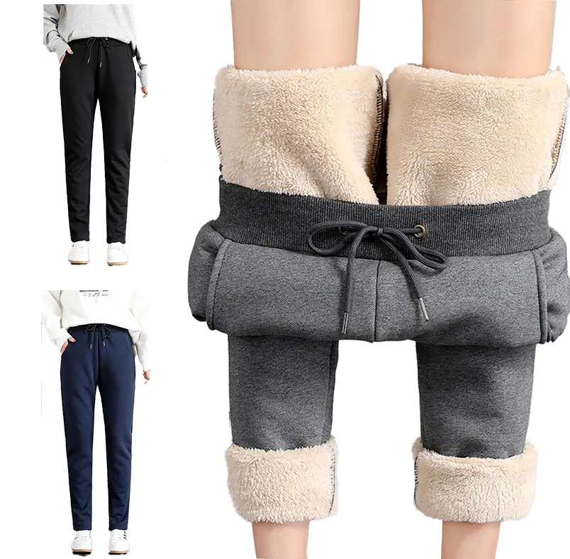 Winter Cashmere Fabric Sweatpants Soft Casual Warm Custom Pants Women Thick Running Wool Trousers