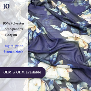 Tela de malla de poliéster y spandex transpirable, resistente a las arrugas, elástica en 4 direcciones, con impresión digital de memoria entrelazada, personalizada con MOQ bajo - Product Image 1