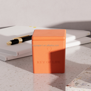 Bougeoir carré en céramique de luxe 12oz classique de luxe en taille-douce logo personnalisé <span class=keywords><strong>couvercle</strong></span> de bougeoir en <span class=keywords><strong>béton</strong></span> résistant à la chaleur - Product Image 3