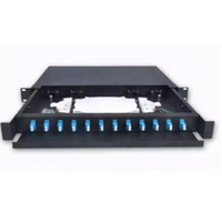 Caja Terminal Óptica Deslizante de 19'' 1U ODF para 24, 48, 96, 144 Núcleos con Panel de Fibra Óptica