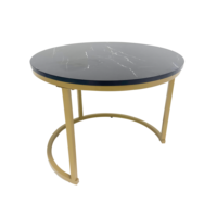 Table basse ronde de luxe moderne avec pied en acier inoxydable doré et dessus en verre convertible assemblage facile pour le salon