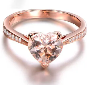 2022 SGARIT Gemstones 18k Solid Gold Bling custom Jewelry Stone 1.45ct Morganite Ring Jewellery With Natural Diamond Certificate