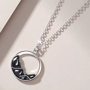 Collier de couple romantique avec pendentif rond Montagne Océan, pendentif assorti Cercle Promesse Romantique, collier Montagne et Mer - Product Image 6