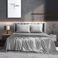 Parure de lit 4 pièces en microfibre satinée soyeuse, unie, douce et lisse, taille Queen, vente en gros