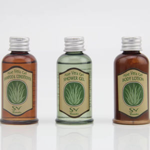 Envase de Viaje de Lujo para Hoteles, Mini Botella de Plástico PETG Ámbar de 30 ml con Tapa de Rosca, Color Personalizado y Estándar GMP - Product Image 1