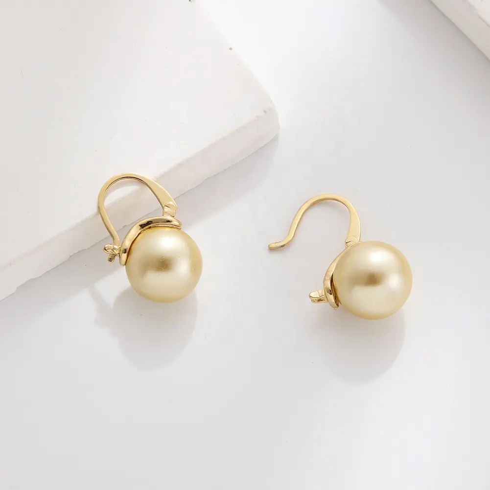 Qualité minimaliste plaqué or 12mm Imitation perle boucles d'oreilles pour femmes cadeau bijoux fête des mères