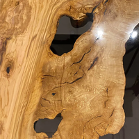 Table Basse et Table à Manger Rivière Époxy Noire Transparente en Bois Massif