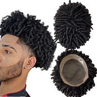 16 pouces Long Twist Curl Toupee Topper Indien Hommes Prothèse Capillaire Naturel Hommes Perruque Super Fine Soudée Mono Toupee 15mm