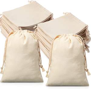 Bolsas de almacenamiento de muselina reutilizables biodegradables de 10*12cm con tela de lona con cordones para aperitivos y ropa para ir de compras - Product Image 1
