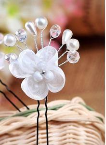<span class=keywords><strong>Broche</strong></span> à <span class=keywords><strong>cheveux</strong></span> en mousseline strass et perles, pour mariée, faite à la main, HA-100%, vente en gros, 1368 - Product Image 4