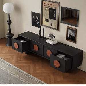 Mueble de TV Nórdico Vintage de Madera Maciza de 2.2m, Mueble de Salón Moderno y Minimalista con Almacenamiento - Product Image 3