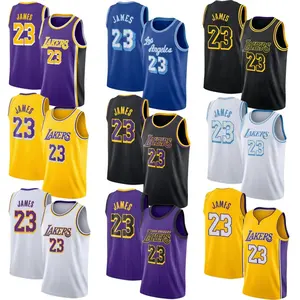 özel jersey lakers Suppliers-Yeni stil toptan ucuz erkekler Los Angeles dikişli basketbol formaları özelleştirmek spor takımı forması 23 James Laker s giyim üniforma