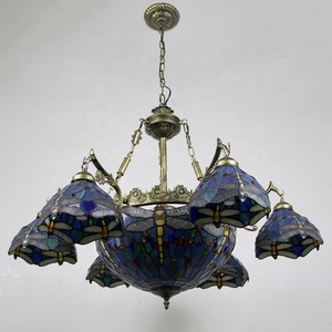 LongHuiJing Luxury European Living Room Chandeliers Tiffany Dragonfly Lampshade Restaurant Ceiling Pendant <b>Light</b> - Product Image 6