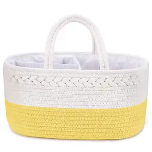 Large Rope Laundry Basket Portable Cotton Rope Diaper Basket Large Nursery Storage Bin Custom Baby Laundry Basket Woven For Car