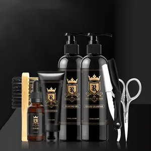 Growth Beard Set Professional Manufacturer Best Beard Care Set With Beard Oil Growth Kit Beard Shampoo Shaving Gel Natural Private Label