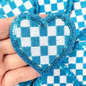 Iron on Glitter Edge Sequin Embroidery Checker Heart <b>Star</b> Leopard Print <b>Lighting</b> Patch for Hat Hoodies Decoration - Product Image 6