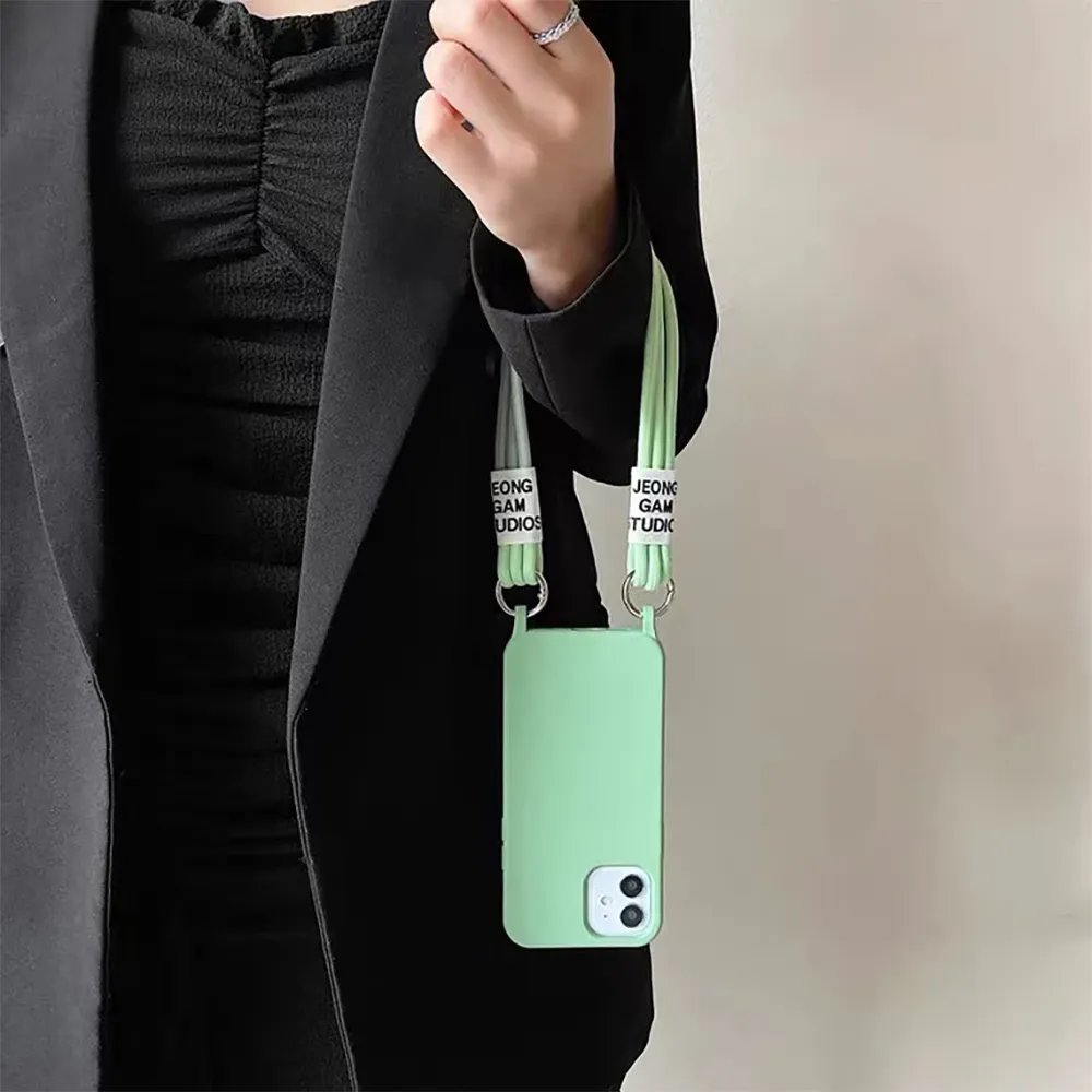 Fashion Hanging Smart Cell Phone Case with Wrist Lanyard Strap String Cord Rope Ring Holder For iPhone 11 12 13 Pro Max Case