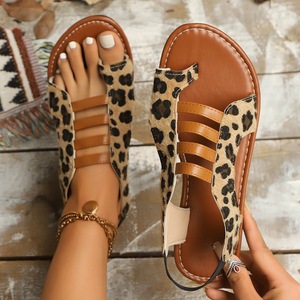 Sandalias Planas con Estampado de Leopardo y Cebra para Mujer, con Anillo en el Dedo, Múltiples Tiras y Diseño Slingback, para Playa y Verano - Product Image 5