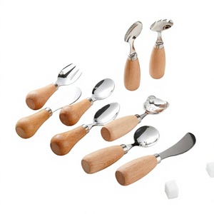 Juego de cubiertos nórdicos de acero inoxidable con mango de madera, ecológicos, aptos para lavavajillas, utensilios de alimentación para niños, cuchara, tenedor, cuchillo - Product Image 4