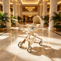 Poussette pliable pour bébé avec poignée réglable, poussette de luxe, pliage à une touche, position assise et allongée pour la promenade du bébé